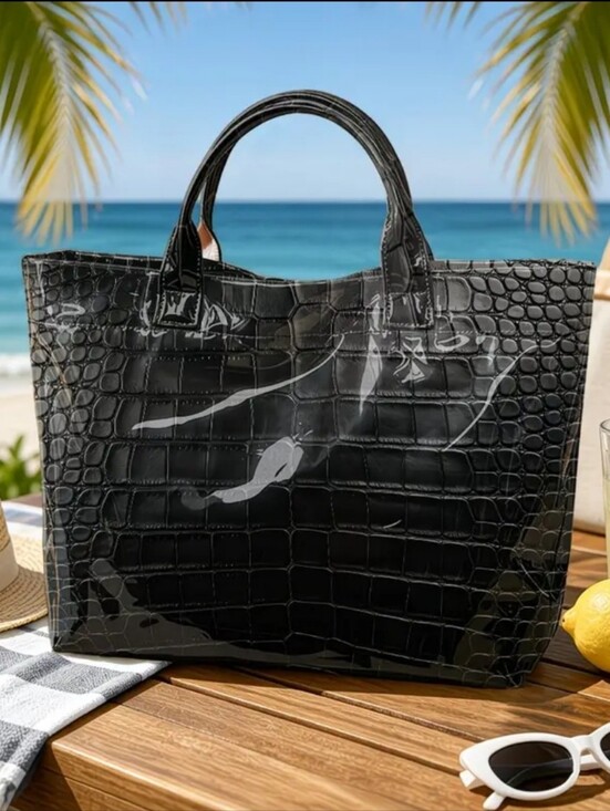 The Unbranded Brand Handbags - Women Crocodile Look PVC Tote Inner Linning